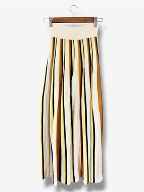 Rodebjer Marika Striped Midi Skirt Size M Brown Orange Cream High Waist Designer